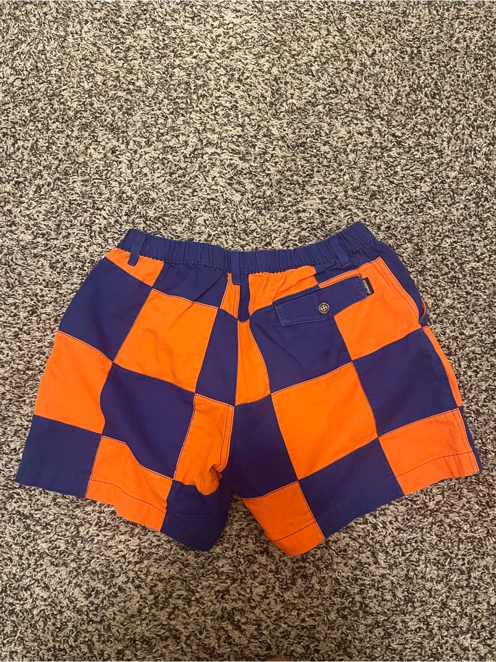 chubbies Orange and Blue Checkerboard Flat Front Shorts - Picture 4 of 5